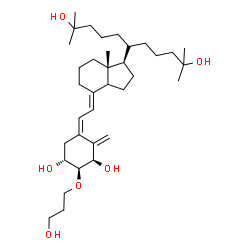 ChemSpider 2D Image | (1R,2S,3R,5Z)-5-{(2E)-2-[(1R,7aR)-1-(2,10-Dihydroxy-2,10-dimethyl-6-undecanyl)-7a-methyloctahydro-4H-inden-4-ylidene]ethylidene}-2-(3-hydroxypropoxy)-4-methylene-1,3-cyclohexanediol (non-preferred nam
e) | C35H60O6