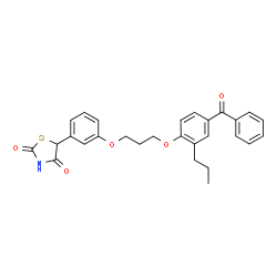 ChemSpider 2D Image | 5-{3-[3-(4-Benzoyl-2-propylphenoxy)propoxy]phenyl}-1,3-thiazolidine-2,4-dione | C28H27NO5S