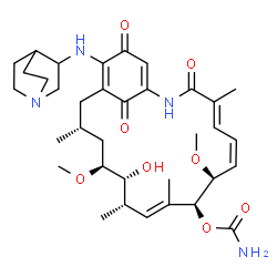 ChemSpider 2D Image | (4E,6Z,8S,9S,10E,12S,13R,14S,16R)-19-(1-azabicyclo[2.2.2]oct-3-ylamino)-13-hydroxy-8,14-dimethoxy-4,10,12,16-tetramethyl-3,20,22-trioxo-2-azabicyclo[16.3.1]docosa-1(21),4,6,10,18-pentaen-9-yl carbamate | C35H50N4O8