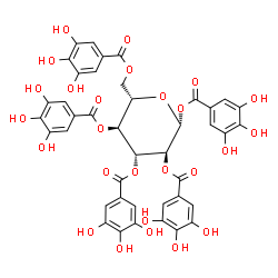 ChemSpider 2D Image | 1,2,3,4,6-Pentakis-O-(3,4,5-trihydroxybenzoyl)-beta-L-glucopyranose | C41H32O26
