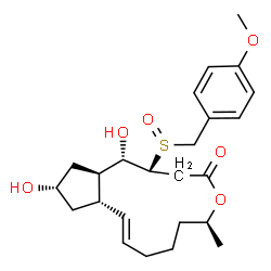 ChemSpider 2D Image | (1S,2R,6S,10E,11aS,13S,14aR)-1,13-Dihydroxy-2-[(4-methoxybenzyl)sulfinyl]-6-methyl-1,2,3,6,7,8,9,11a,12,13,14,14a-dodecahydro-4H-cyclopenta[f]oxacyclotridecin-4-one | C24H34O6S