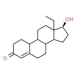 ChemSpider 2D Image | (17S)-13-Ethyl-17-hydroxy-1,2,6,7,8,9,10,11,12,13,14,15,16,17-tetradecahydro-3H-cyclopenta[a]phenanthren-3-one | C19H28O2