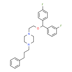 ChemSpider 2D Image | 1-{2-[(3-Fluorophenyl)(4-fluorophenyl)methoxy]ethyl}-4-(3-phenylpropyl)piperazine | C28H32F2N2O