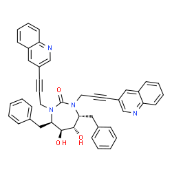 ChemSpider 2D Image | (4R,5S,6S,7R)-4,7-Dibenzyl-5,6-dihydroxy-1,3-bis[3-(3-quinolinyl)-2-propyn-1-yl]-1,3-diazepan-2-one | C43H36N4O3