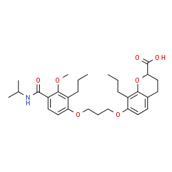 ChemSpider 2D Image | 7-{3-[4-(Isopropylcarbamoyl)-3-methoxy-2-propylphenoxy]propoxy}-8-propyl-2-chromanecarboxylic acid | C30H41NO7