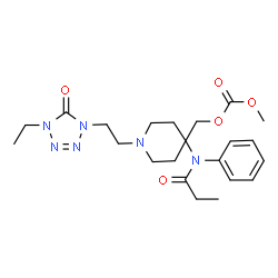 ChemSpider 2D Image | {1-[2-(4-ethyl-5-oxo-4,5-dihydro-1H-tetrazol-1-yl)ethyl]-4-[phenyl(propanoyl)amino]piperidin-4-yl}methyl methyl carbonate | C22H32N6O5