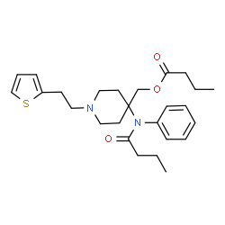 ChemSpider 2D Image | {4-[Butyryl(phenyl)amino]-1-[2-(2-thienyl)ethyl]-4-piperidinyl}methyl butyrate | C26H36N2O3S