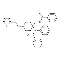 ChemSpider 2D Image | {4-[Benzoyl(phenyl)amino]-1-[2-(2-thienyl)ethyl]-4-piperidinyl}methyl benzoate | C32H32N2O3S