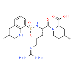 ChemSpider 2D Image | (4R)-4-Methyl-1-{N~2~-[(3-methyl-1,2,3,4-tetrahydro-8-quinolinyl)sulfonyl]-L-arginyl}-2-piperidinecarboxylic acid | C23H36N6O5S
