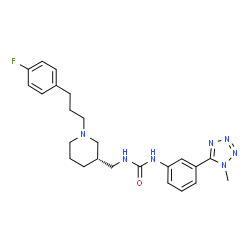 ChemSpider 2D Image | 1-({(3S)-1-[3-(4-Fluorophenyl)propyl]-3-piperidinyl}methyl)-3-[3-(1-methyl-1H-tetrazol-5-yl)phenyl]urea | C24H30FN7O