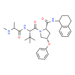 ChemSpider 2D Image | N-Methylalanyl-3-methyl-L-valyl-(4S)-4-phenoxy-N-(1,2,3,4-tetrahydro-1-naphthalenyl)-L-prolinamide | C31H42N4O4