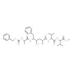 ChemSpider 2D Image | Methyl N-[(2R,4S)-5-({N-[(benzyloxy)carbonyl]alanyl}amino)-4-hydroxy-2-methyl-6-phenylhexanoyl]valylvalinate | C35H50N4O8