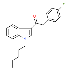 ChemSpider 2D Image | 2-(4-Fluorophenyl)-1-(1-pentyl-1H-indol-3-yl)ethanone | C21H22FNO