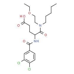 ChemSpider 2D Image | N~2~-(3,4-Dichlorobenzoyl)-N-(2-ethoxyethyl)-N-pentyl-alpha-glutamine | C21H30Cl2N2O5
