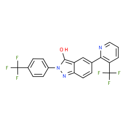 ChemSpider 2D Image | 2-[4-(Trifluoromethyl)phenyl]-5-[3-(trifluoromethyl)-2-pyridinyl]-2H-indazol-3-ol | C20H11F6N3O