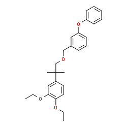 ChemSpider 2D Image | 1,2-Diethoxy-4-{2-methyl-1-[(3-phenoxybenzyl)oxy]-2-propanyl}benzene | C27H32O4