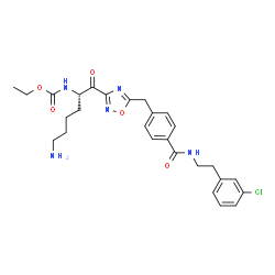 ChemSpider 2D Image | Ethyl {(2S)-6-amino-1-[5-(4-{[2-(3-chlorophenyl)ethyl]carbamoyl}benzyl)-1,2,4-oxadiazol-3-yl]-1-oxo-2-hexanyl}carbamate | C27H32ClN5O5