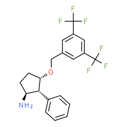 ChemSpider 2D Image | (1S,2R,3S)-3-{[3,5-Bis(trifluoromethyl)benzyl]oxy}-2-phenylcyclopentanamine | C20H19F6NO