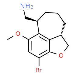 ChemSpider 2D Image | 1-[(6S,9aS)-3-bromo-5-methoxy-1,6,7,8,9,9a-hexahydro-2-oxabenzo[cd]azulen-6-yl]methanamine | C14H18BrNO2