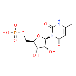 ChemSpider 2D Image | 6-Methyl-3-(5-O-phosphono-beta-D-ribofuranosyl)-2,4(1H,3H)-pyrimidinedione | C10H15N2O9P