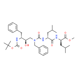 ChemSpider 2D Image | methyl N-(benzyl{(2R,3R)-3-[(tert-butoxycarbonyl)amino]-2-hydroxy-4-phenylbutyl}carbamoyl)-D-leucyl-D-leucinate | C36H54N4O7