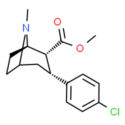 ChemSpider 2D Image | Methyl (1R,2R,3R)-3-(4-chlorophenyl)-8-methyl-8-azabicyclo[3.2.1]octane-2-carboxylate | C16H20ClNO2