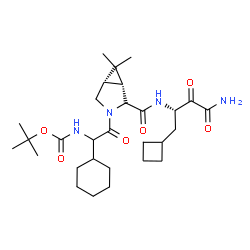 ChemSpider 2D Image | tert-butyl {2-[(1R,5S)-2-{[(2S)-4-amino-1-cyclobutyl-3,4-dioxobutan-2-yl]carbamoyl}-6,6-dimethyl-3-azabicyclo[3.1.0]hex-3-yl]-1-cyclohexyl-2-oxoethyl}carbamate | C29H46N4O6