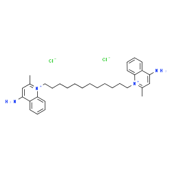 ChemSpider 2D Image | 1,1'-dodecane-1,12-diylbis(4-amino-2-methylquinolinium) dichloride | C32H44Cl2N4