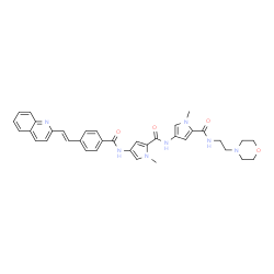 ChemSpider 2D Image | 1-Methyl-4-({[1-methyl-4-({4-[(E)-2-(2-quinolinyl)vinyl]benzoyl}amino)-1H-pyrrol-2-yl]carbonyl}amino)-N-[2-(4-morpholinyl)ethyl]-1H-pyrrole-2-carboxamide | C36H37N7O4