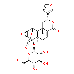 ChemSpider 2D Image | (1S,2S,3S,5R,11R,12S,13S,15S)-5-(3-Furyl)-3,11-dimethyl-7,17-dioxo-6,14,16-trioxapentacyclo[10.3.2.0~2,11~.0~3,8~.0~13,15~]heptadec-8-en-12-yl beta-D-glucopyranoside | C26H30O12