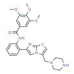 ChemSpider 2D Image | 3,4,5-trimethoxy-N-[2-[3-(1-piperazinylmethyl)imidazo[2,1-b]thiazol-6-yl]phenyl]Benzamide | C26H29N5O4S