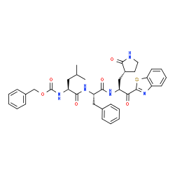 ChemSpider 2D Image | N-[(Benzyloxy)carbonyl]-L-leucyl-N-{(2S)-1-(1,3-benzothiazol-2-yl)-1-oxo-3-[(3R)-2-oxo-3-pyrrolidinyl]-2-propanyl}-L-phenylalaninamide | C37H41N5O6S