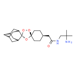 ChemSpider 2D Image | N-(2-Amino-2-methylpropyl)-2-[(1s,4s)-dispiro[cyclohexane-1,3'-[1,2,4]trioxolane-5',2''-tricyclo[3.3.1.1~3,7~]decan]-4-yl]acetamide | C22H36N2O4