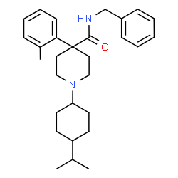 ChemSpider 2D Image | N-Benzyl-4-(2-fluorophenyl)-1-(4-isopropylcyclohexyl)-4-piperidinecarboxamide | C28H37FN2O