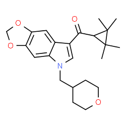 ChemSpider 2D Image | [5-(Tetrahydro-2H-pyran-4-ylmethyl)-5H-[1,3]dioxolo[4,5-f]indol-7-yl](2,2,3,3-tetramethylcyclopropyl)methanone | C23H29NO4