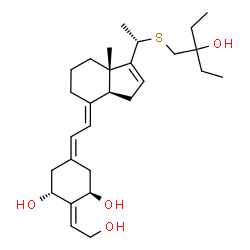 ChemSpider 2D Image | (1R,2E,3R,5Z,7E)-17-{(1S)-1-[(2-Ethyl-2-hydroxybutyl)sulfanyl]ethyl}-2-(2-hydroxyethylidene)-9,10-secoestra-5,7,16-triene-1,3-diol | C28H44O4S