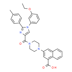 ChemSpider 2D Image | 3-(4-{[1-(3-Ethoxyphenyl)-2-(4-methylphenyl)-1H-imidazol-4-yl]carbonyl}-1-piperazinyl)-1-naphthoic acid | C34H32N4O4