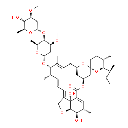 ChemSpider 2D Image | (2R,4'S,5S,6R,8'R,10'E,12'S,13'S,14'E,16'E,20'R,21'R,22'S,24'R)-6-[(2S)-2-Butanyl]-21',24'-dihydroxy-5,11',13',22'-tetramethyl-2'-oxo-3,4,5,6-tetrahydrospiro[pyran-2,6'-[3,7,19]trioxatetracyclo[15.6.1
.1~4,8~.0~20,24~]pentacosa[1(23),10,14,16]tetraen]-12'-yl 2,6-dideoxy-4-O-(2,6-dideoxy-3-O-methyl-alpha-L-arabino-hexopyranosyl)-3-O-methyl-alpha-L-arabino-hexopyranoside | C48H74O14