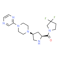 ChemSpider 2D Image | (3,3-Difluoro-1-pyrrolidinyl){(2S,4S)-4-[4-(2-pyrazinyl)-1-piperazinyl]-2-pyrrolidinyl}methanone | C17H24F2N6O