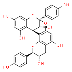 ChemSpider 2D Image | (1R,5R,6S,13S,21R)-5,13-Bis(4-hydroxyphenyl)-4,12,14-trioxapentacyclo[11.7.1.0~2,11~.0~3,8~.0~15,20~]henicosa-2,8,10,15,17,19-hexaene-6,9,17,19,21-pentol | C30H24O10