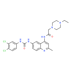 ChemSpider 2D Image | N-(6-{[(3,4-Dichlorophenyl)carbamoyl]amino}-2-methyl-4-quinolinyl)-2-(4-ethyl-1-piperazinyl)acetamide | C25H28Cl2N6O2