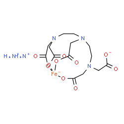 ChemSpider 2D Image | Diammonium [N-(2-{bis[(carboxy-kappaO)methyl]amino}ethyl)-N-(2-{(carboxymethyl)[(carboxy-kappaO)methyl]amino}ethyl)glycinato(5-)-kappaO]ferrate(2-) | C14H26FeN5O10