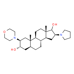 ChemSpider 2D Image | (2beta,3alpha,5alpha,16beta)-2-(4-Morpholinyl)-16-(1-pyrrolidinyl)androstane-3,17-diol | C27H46N2O3