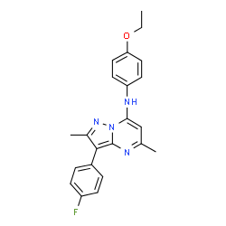 ChemSpider 2D Image | N-(4-Ethoxyphenyl)-3-(4-fluorophenyl)-2,5-dimethylpyrazolo[1,5-a]pyrimidin-7-amine | C22H21FN4O