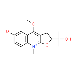 ChemSpider 2D Image | 6-Hydroxy-2-(2-hydroxy-2-propanyl)-4-methoxy-9-methyl-2,3-dihydrofuro[2,3-b]quinolin-9-ium | C16H20NO4