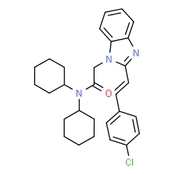 ChemSpider 2D Image | 2-{2-[(E)-2-(4-Chlorophenyl)vinyl]-1H-benzimidazol-1-yl}-N,N-dicyclohexylacetamide | C29H34ClN3O