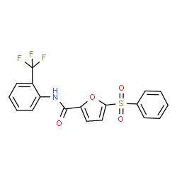 ChemSpider 2D Image | 5-(Phenylsulfonyl)-N-[2-(trifluoromethyl)phenyl]-2-furamide | C18H12F3NO4S