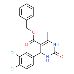 ChemSpider 2D Image | Benzyl 4-(3,4-dichlorophenyl)-6-methyl-2-oxo-1,2,3,4-tetrahydro-5-pyrimidinecarboxylate | C19H16Cl2N2O3