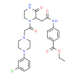ChemSpider 2D Image | Ethyl 4-{[(1-{[4-(3-chlorophenyl)-1-piperazinyl]acetyl}-3-oxo-2-piperazinyl)acetyl]amino}benzoate | C27H32ClN5O5