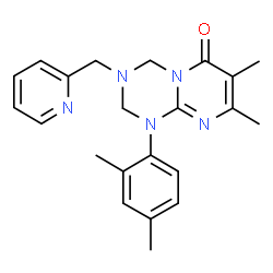 ChemSpider 2D Image | 1-(2,4-Dimethylphenyl)-7,8-dimethyl-3-(2-pyridinylmethyl)-1,2,3,4-tetrahydro-6H-pyrimido[1,2-a][1,3,5]triazin-6-one | C22H25N5O